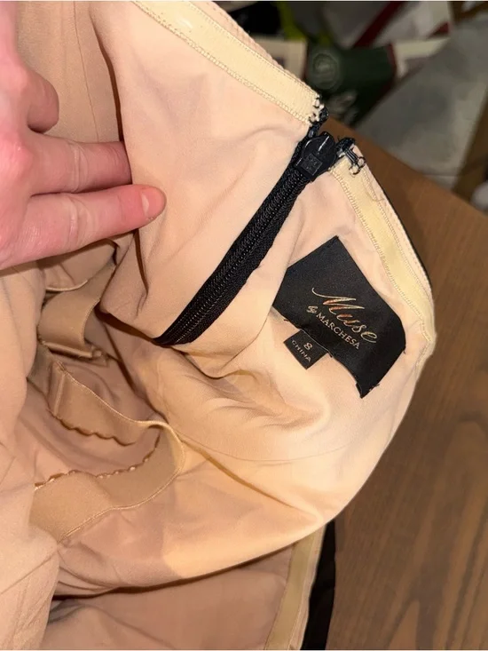 Muse by Marchesa Dahlia Chiffon Ruched Cascading Formal Maxi Dress - Picture 10 of 10